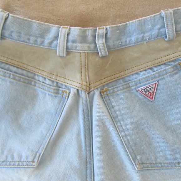 Vintage 80s 90s Marciano Guess Light Wash Mom Jeans Leather